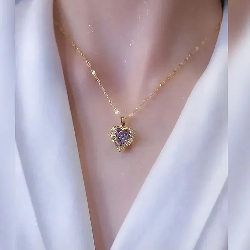 Aurora Crystal Heart Necklace