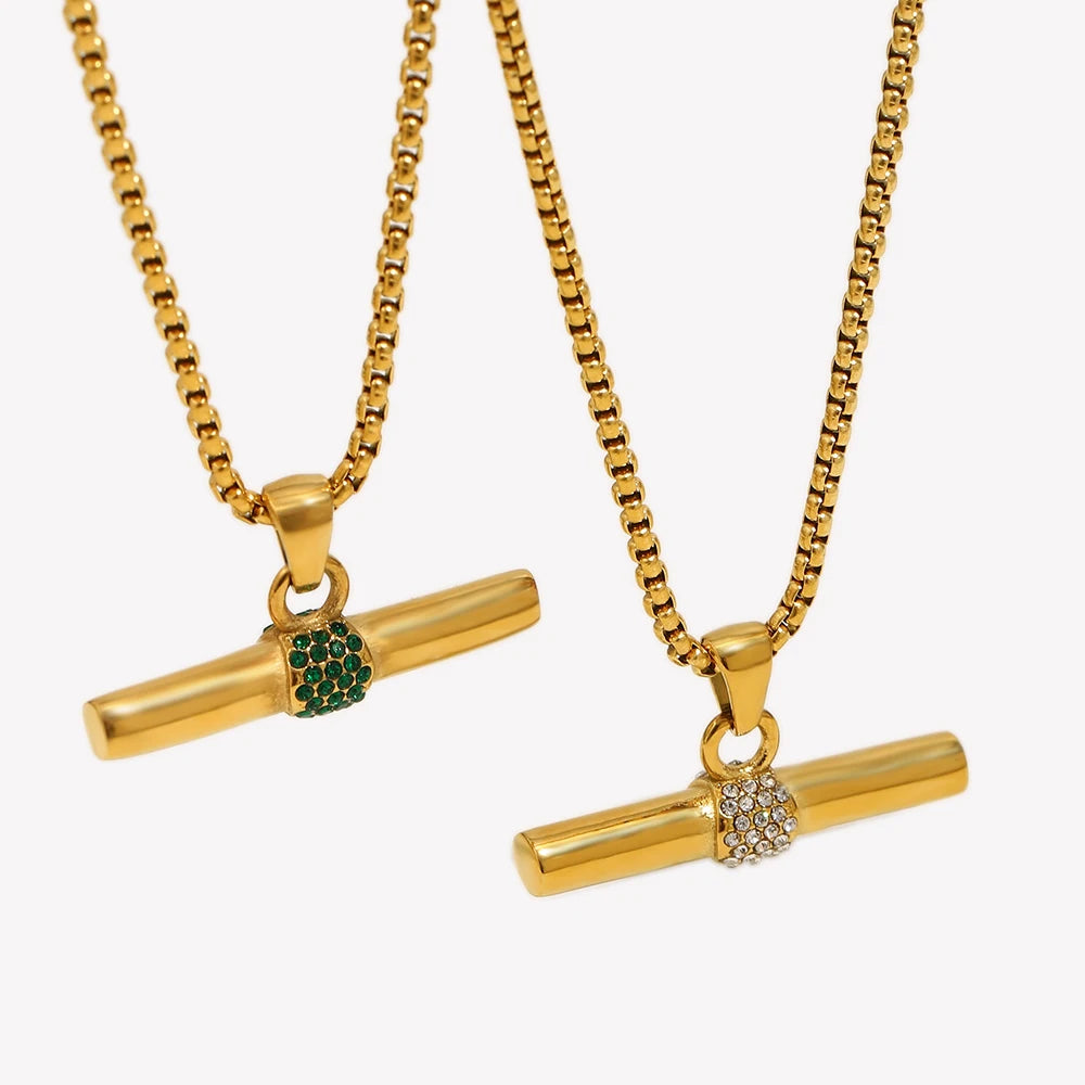 Arden Emerald Bar Necklace