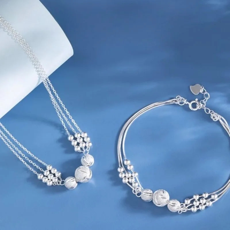 Amélie Silver Bead Jewellery Set