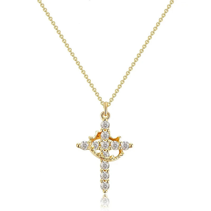 Aveline Cross Crystal Necklace