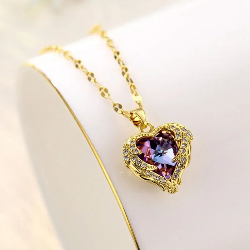 Aurora Crystal Heart Necklace
