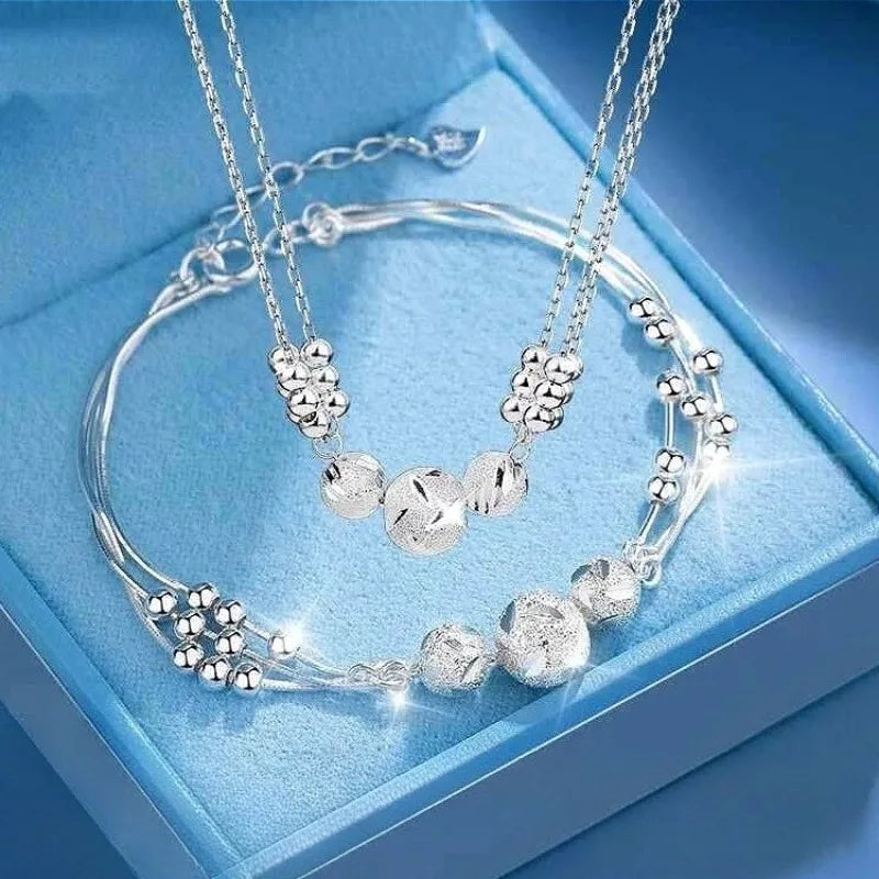 Amélie Silver Bead Jewellery Set