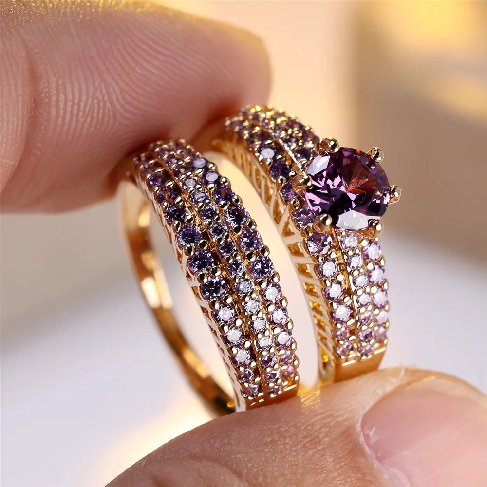 Violette Crystal Ring Set